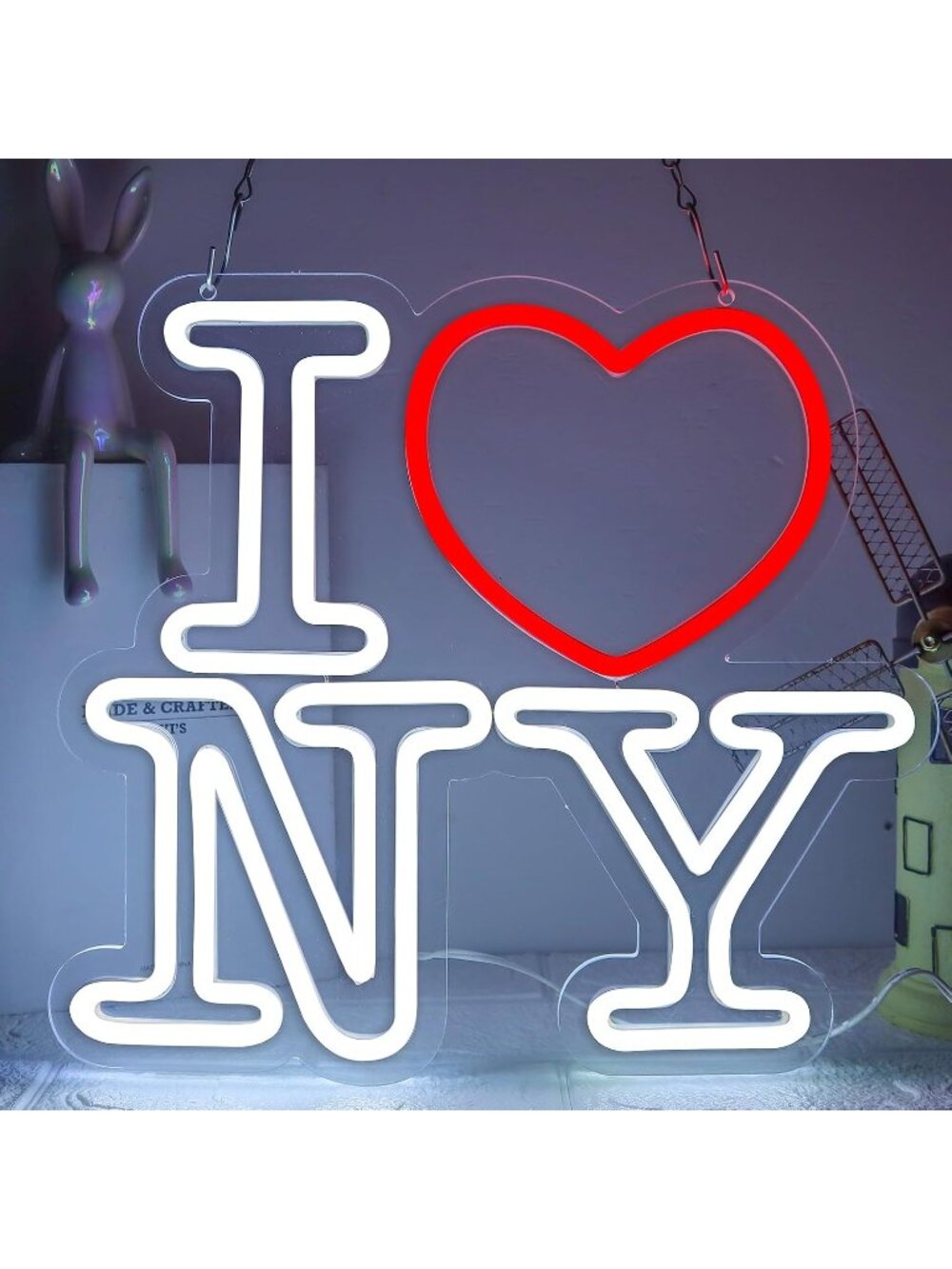 I Love NewYork Neon Sign White Red Dimmable I Love NY Led I Love NewYork Neon